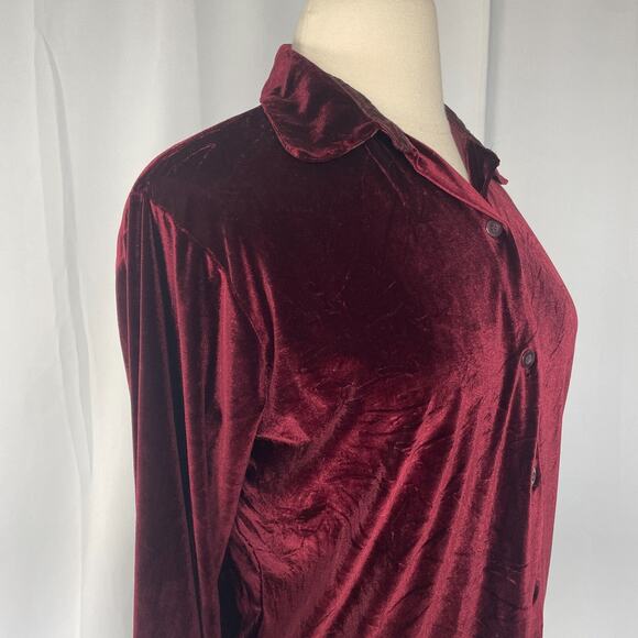Velvet Top Womens Size Large Burgundy Button Witchy Whimsigoth Fairy Grunge Y2K - Picture 4 of 11